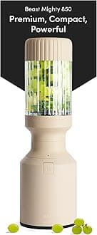 Beast Mighty 850 | Premium Compact Personal Blender | Smoothies, Shakes, Dressings, Sauces, Desserts, Dips | Blends Ice and Frozen Fruit | Includes Extra Lids and Straws | 850W (Sand)