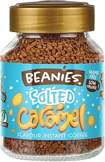 Beanies Instant Coffee Salted Caramel Flavour, 50g x 8 Pack (400g) - Freeze Dried Instant Coffee, Sugar Free, Low Calorie, Vegan Friendly