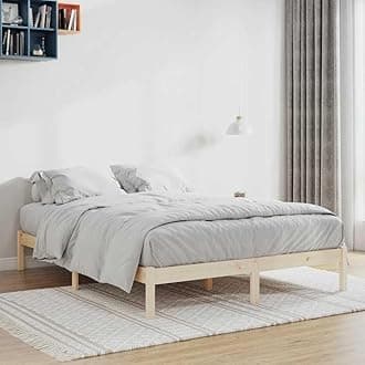 vidaXL King Solid Pine Wood Bed Frame - Bedroom Base Bedstead, 193x203 cm, ic Charm, Durable Slats, Modern Bohemian Style