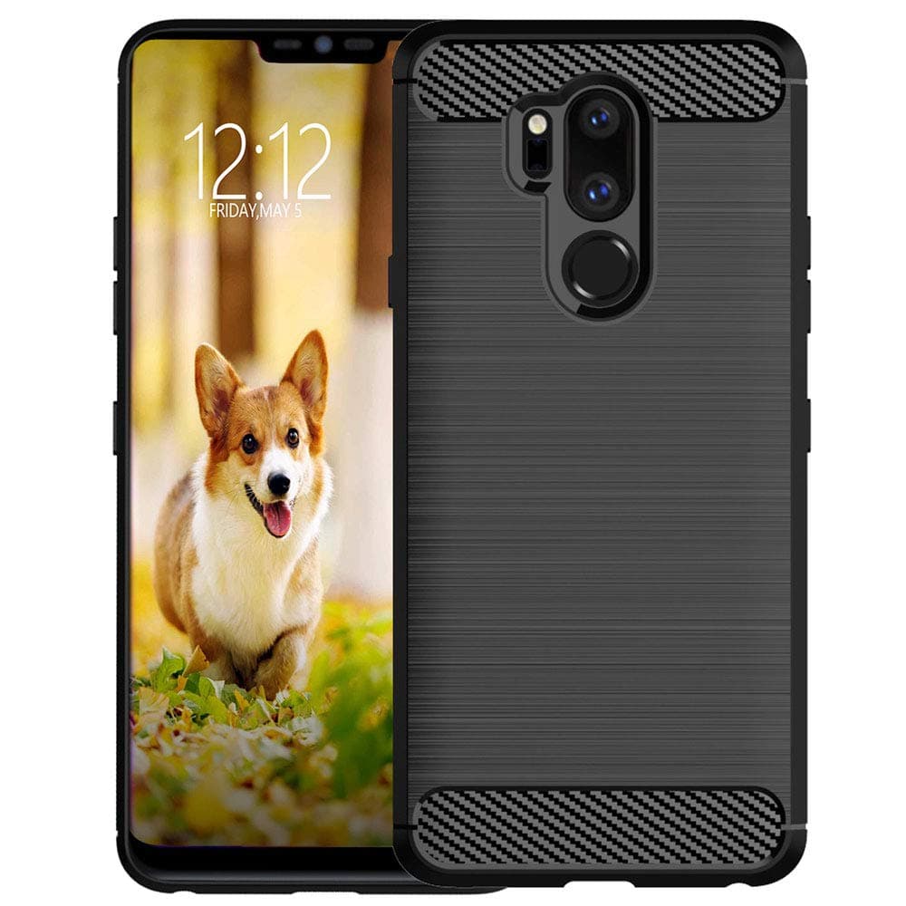 Designed for LG G7 ThinQ Case,Slim Thin Soft Flexible TPU Rubber Silicone Anti-Scratch Shockproof Carbon Fiber Protective Cases Cover for LG G7,Brushed Black