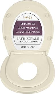 BATH ROYALE Potty Training Seat - Soft Close, Kingsport BR720-02, Round Almond/Bone, Adult/Child Combo