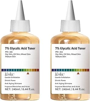 7% Glycolic Acid Face Exfoliating Toner for Clear Skin, Pore Minimizer, Radiant Complexion Enhancer, Daily Use Gentle Formula