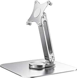 75x75mm VESA Monitor Mount Stand, M4 Anti-Loss Screws, Aluminum Alloy Base, Fits 7"-18" Small Portable Monitors, Silver Foldable Lay Flat Monitor Stand (Not Fit 100x100mm Vesa)