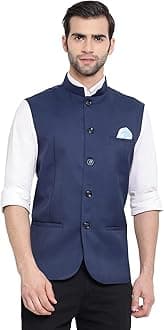 VASTRAMAYMen's Cotton Blend Nehru Jacket