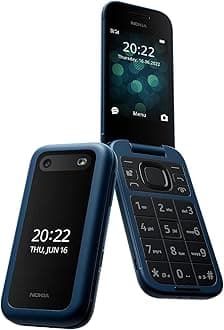 Nokia 2660 Flip Feature all carriers 0.05Gb Phone with 2.8" display, 4G Connectivity, Hearing Aid Compatibility (HAC), built-in camera, MP3 player, wireless FM radio and classic games (Dual SIM), Blue