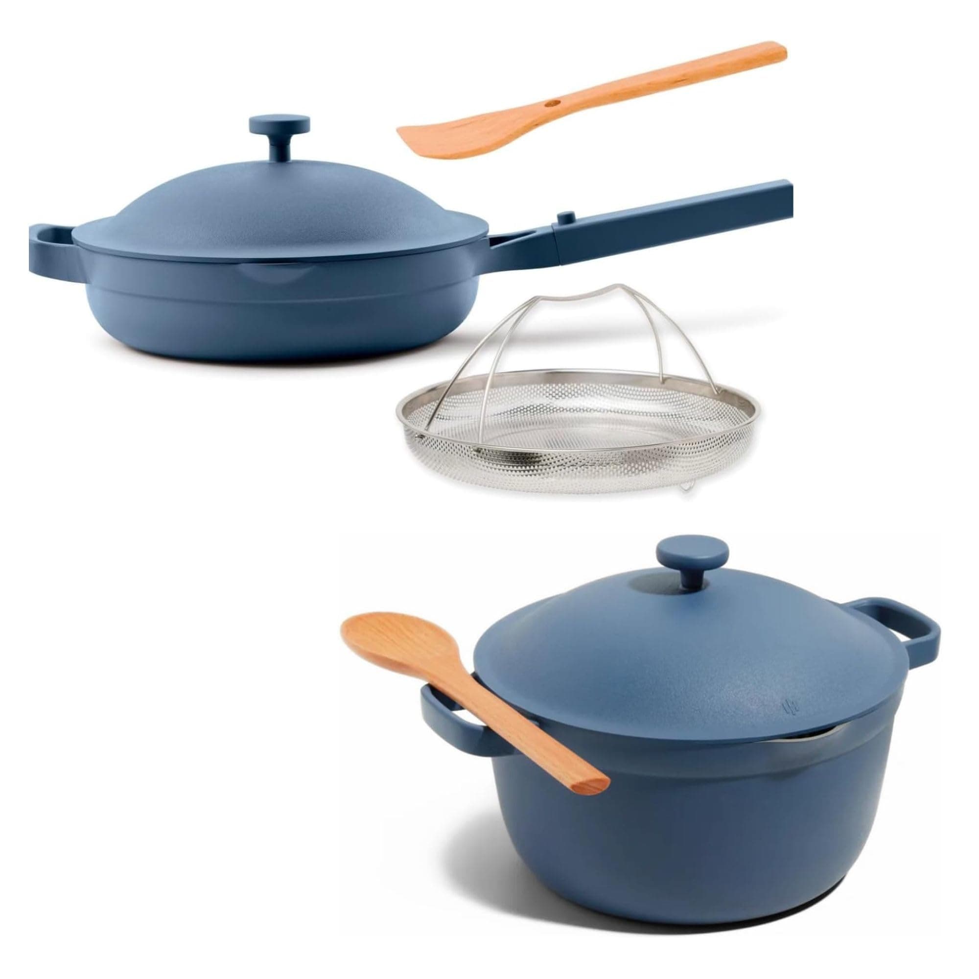 - Cookware Duo | 7-Piece Ceramic Cookware Set with 10.5" Always Pan 2.0, 5.5 Qt Perfect Pot & Strainer Basket | Induction & Oven Safe up to 450°F | Nonstick, Non-Toxic Cookware | Blue Salt