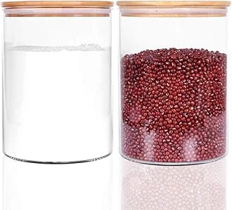 LEAVES AND TREES Y 100 OZ Glass Storage Jar with Lid Set of 2