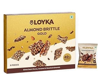 Almond Brittle Gold Choco Box - 8 pcs 116gm | Premium Chocolate Gift Hamper | Chocolate & Nut Dryfruit Delicacy | Roasted California Almonds (40%), Dark Choco & Salted Caramel | Any-time snack