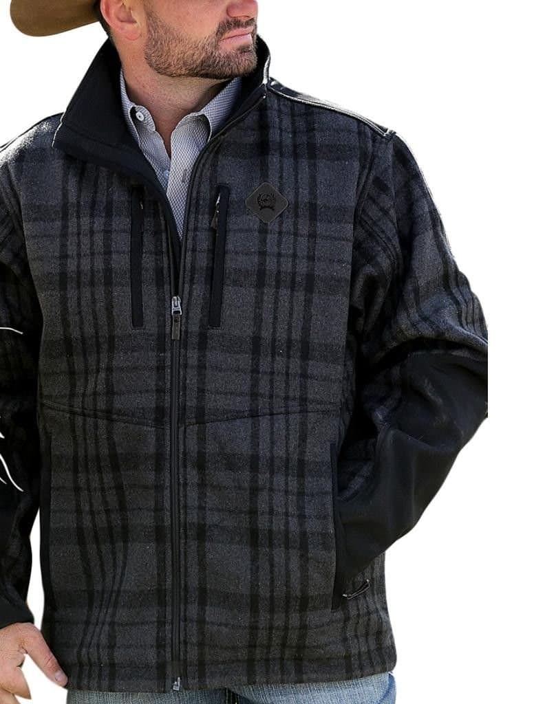 Cinch Apparel Mens Plaid Jacket S Grey