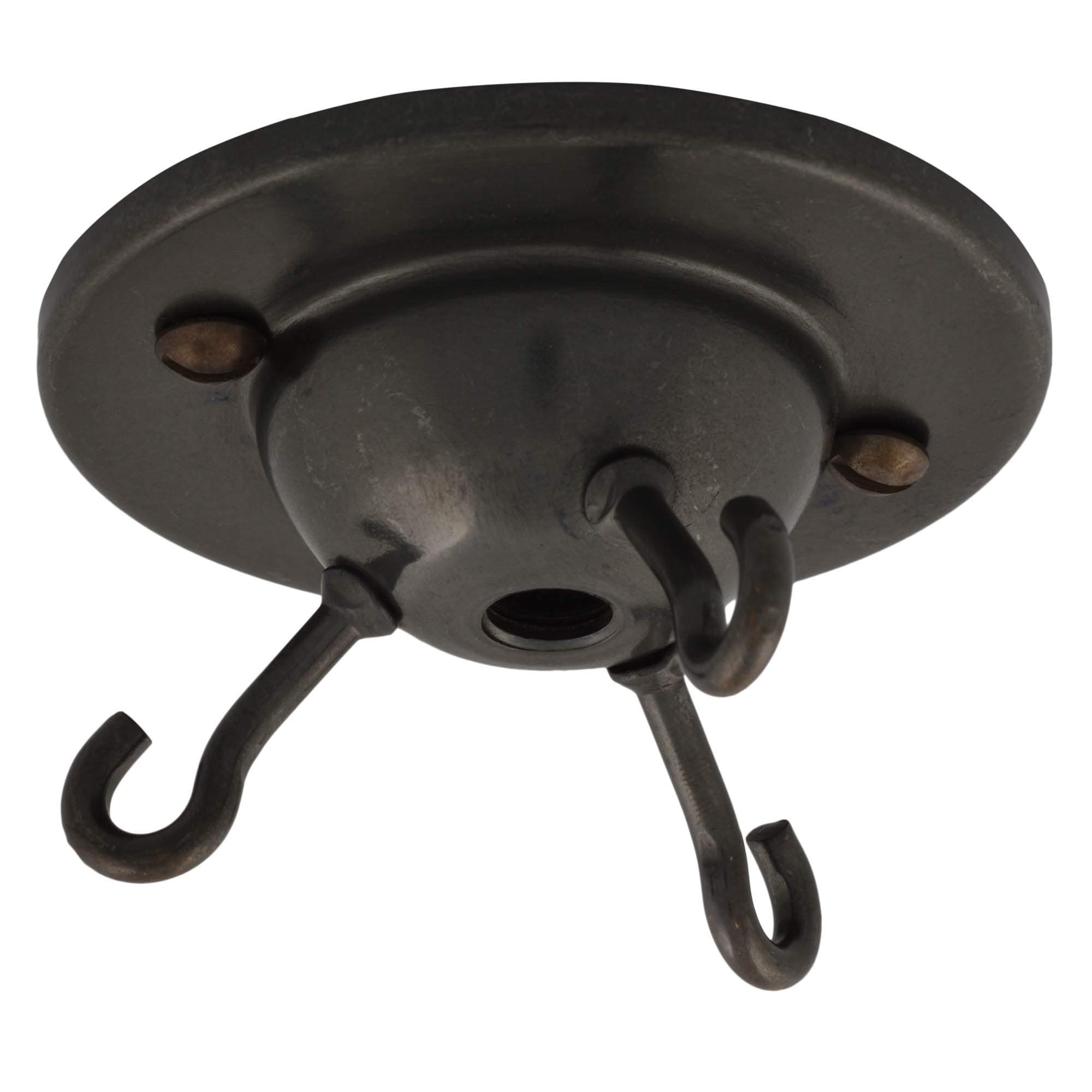 Buy It Better ElekTek Bronze 3-Hook Ceiling Rose Plate for DIY Suspended Indoor Hanging Plants, Decorative Inverted 'Fly Catcher' Shades Without Wired Light Fittings