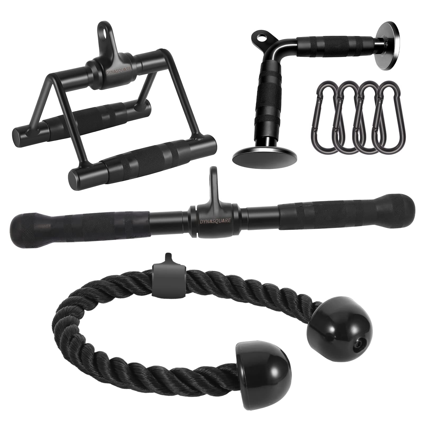 Cable Attachments for Home Gym, LAT Pulldown Equipment, Weight Machine Accessories, Straight Pull Down Bar, V Bar, Tricep Rope, Revolving Row Handle, Stirrup Handle