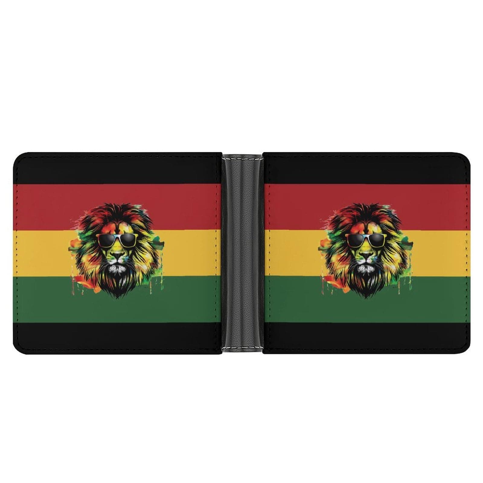 Reggae Rasta Lion Flag Double-sided Pattern Bifold Wallet Aesthetic Credit Card Holder with Coin Pocket