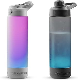 Aquaminder Silicone Smart Water Bottle With Hydration Reminder For Adult & Kids With Easy Grip, Glows & Beep Feature Frosted 770 Ml |Perfect For Gift, Gym,Office & Daily Use (Volga+Indus(Grey))