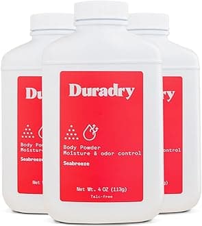 All-Natural Body Powder - Moisture & Odor Control, Sweat Absorbing, Anti-Chaffing, Talc-Free, Prevents and Eliminates Body Odor Naturally - Seabreeze Fragrance (Pack of 3)