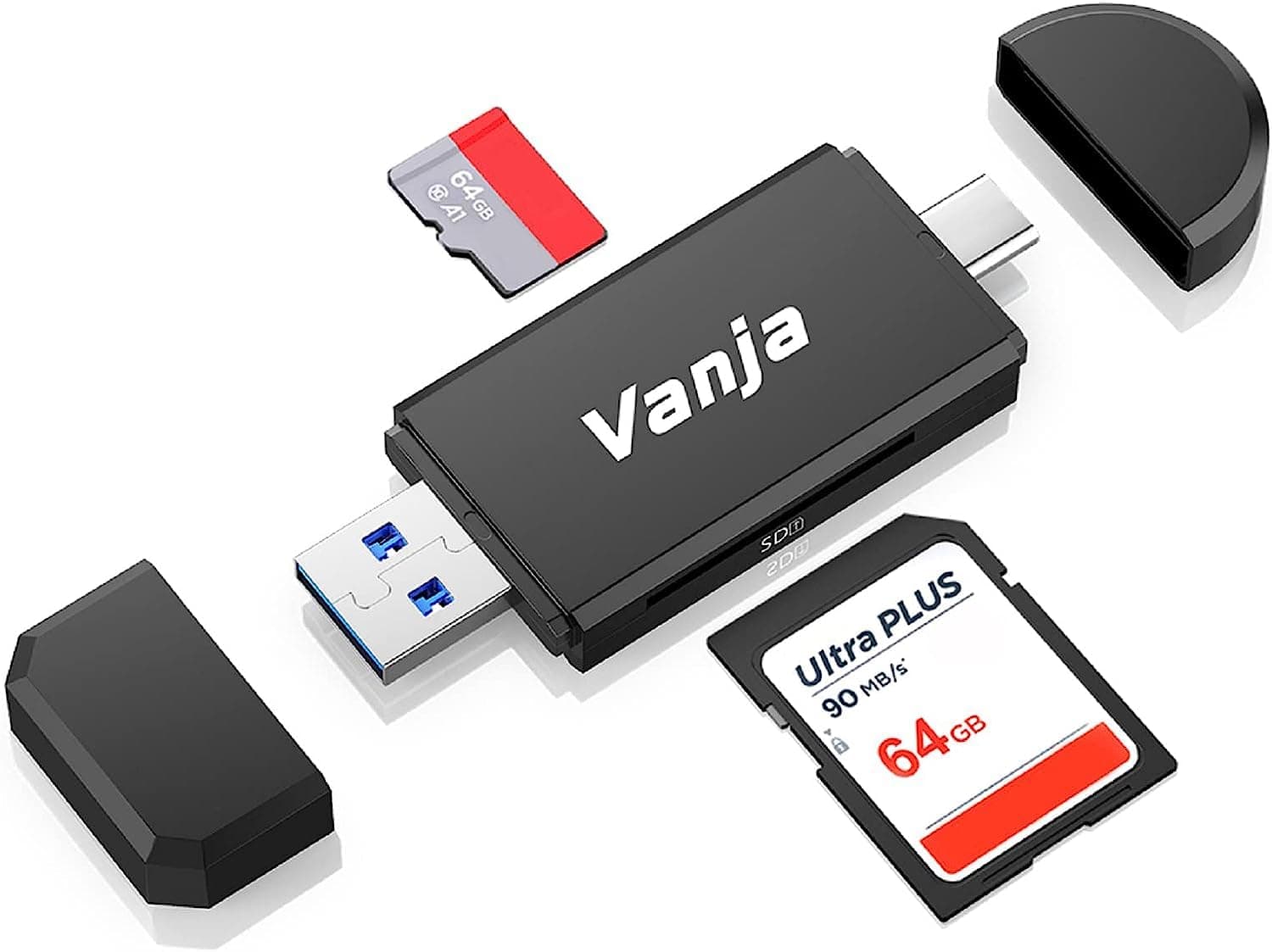 Vanja USB 3.0 Card Reader, USB Type C SD/Micro SD Card Reader OTG Adapter for Macbook Pro, MacBook 2017/2016, iMac 2017, Samsung S9/S9 Plus/S8/S8 Plus/Note 8/Note 9/Galaxy Tab S3 and More
