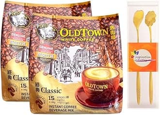 Old Town Instant White Coffee Combination Set - Malaysia Old Town Original 3 in 1 Classic White Coffee, Instant Coffee - 15 Sticks x 38 g (2 Packs)