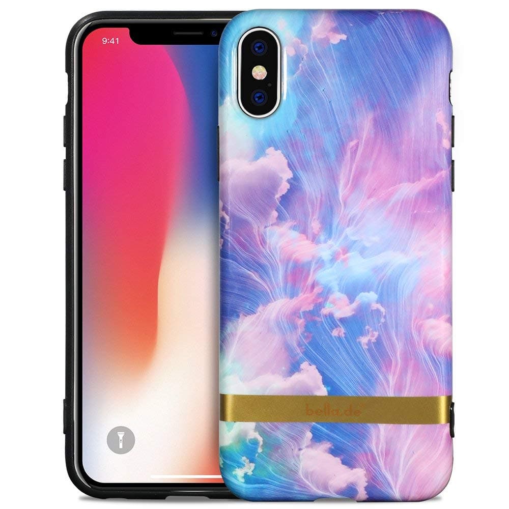 memumi Bella.de for iPhone X Case Marble, Compatible with iPhone Xs 2018 5.8" Cover Marble Like Texture Case Marble Soft TPU Bumper Case for iPhone X/XS (Colorful Pink)