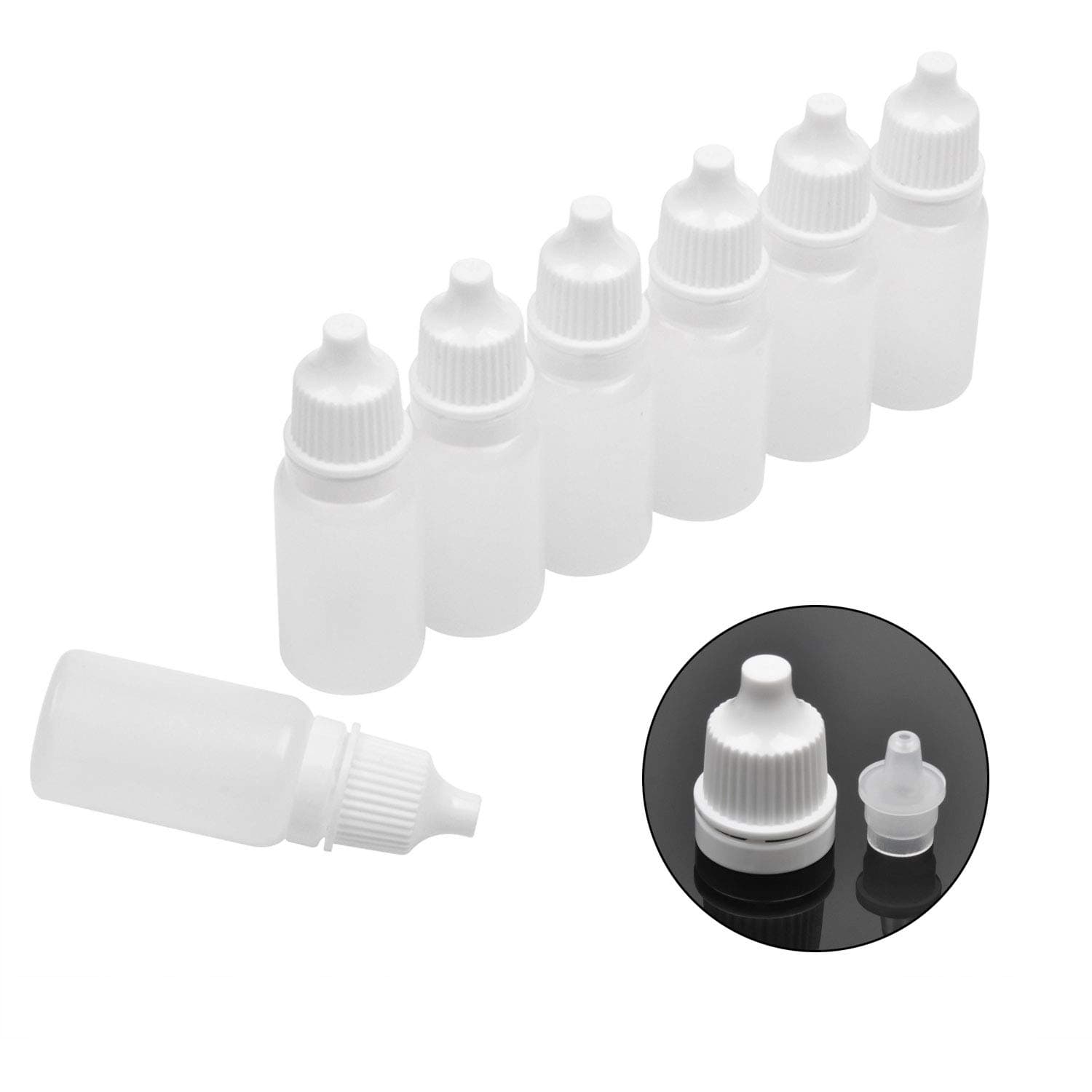 Jespeker 50 PCS 10ml Plastic Dropper Bottle Drop Bottles Empty Squeezable Eye Liquid Essential Oil Squeeze Bottle Small Dropper Refillable Containers with Caps