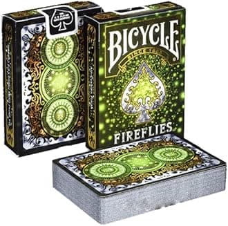 Bicycle Playing Cards Fireflies Design | Limited Edition Deck Pitch-Black with Glowing Effects, Silver