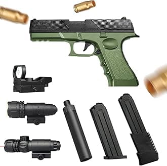 Cosplay Dress-Up Accessories Glock Soft Bullet Toy Gun, Shell Ejecting Toy Pistol, A Variety of Combination Gameplay, 2 Clips, 40 Soft Bullets, Gifts for Boys Girls Birthday (Style 1)