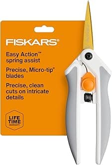 Fiskars Easy Action Micro-Tip Titanium Scissors, Sharp blades for Cutting Precision and Angles, SoftGrip Assited Handle