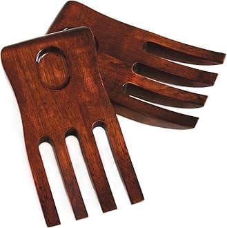 Lipper International Cherry Finished Salad Hands, 3.75" x 6.75" x 1.88", One Pair
