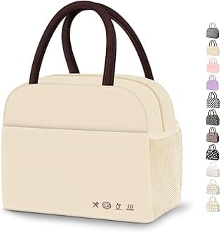 DALINDA Lunch Bag Lunch Box for Women Men Reusable Insulated Lunch Bags for Adults,Water-Resistant Cute Cooler Lunch Tote Bag, Large Capacity for Work Travel Picnic,Beige