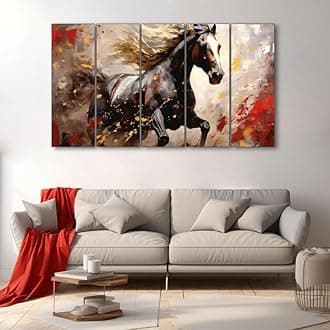 The Castle Decor Modern horses painting with frame Big Size 36x60 Wall art for living room,Bedroom,Drawing room,Hotels-Wooden Framed-330