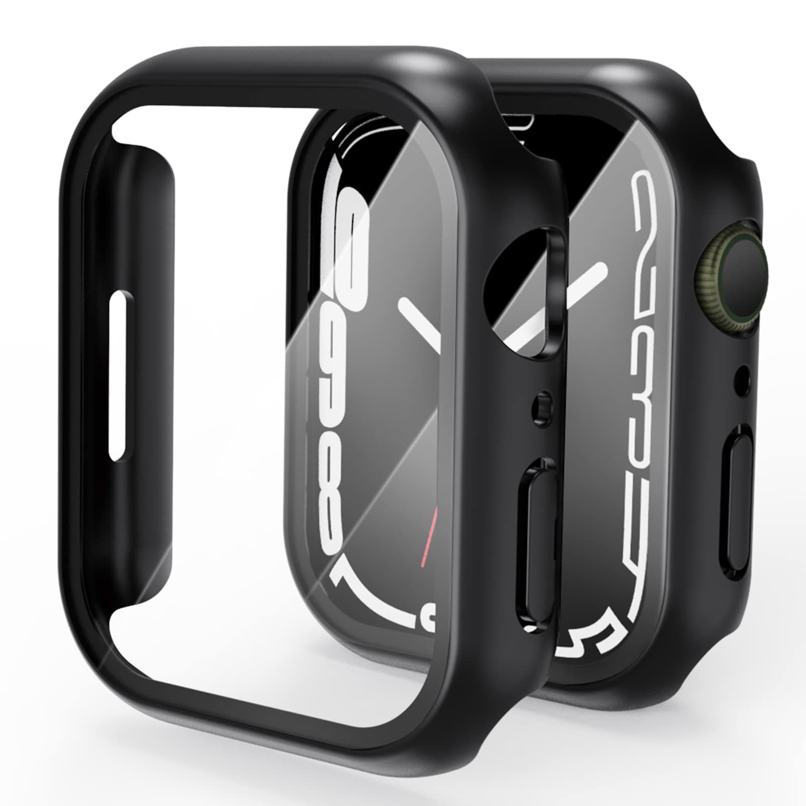 Vemigon Hard PC Case Compatible with Apple Watch Series 7 45mm with Tempered Glass Screen Protector, Full Coverage, Touch Sensitive, Ultra-Thin HD Bumper Protective Cover - (45mm Black)