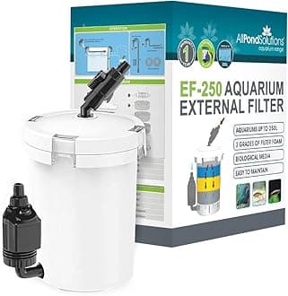 allpondsolutions EF-250 Aquarium External Fish Tank Water Filter for Coldwater, or Tropical Aquariums, for Tanks Up to 250 Litres – Includes Filter Media, hose and Spray Bar - Full Kit.