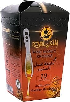 AL MALAKY Pine Honey Spoons, Free from any Preservatives, 100% Pure & Natural Honey - 10 Pieces (Pine)