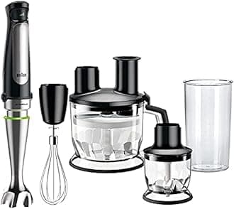 Braun MultiQuick 7 Hand Blender MQ 7085x with ActiveBlade Technology, 1000 Watts, Food Processor, Chopper, Whisk, BPA-FREE Beaker - Black