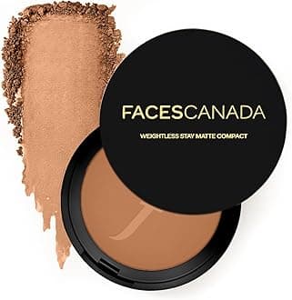 FACES CANADA Weightless Stay Matte Finish Compact Powder - Natural Almond 06, 9g | SPF 20 | Non Oily Matte Look | Evens Out Complexion | Prevents Acne | Blends Effortlessly | Pressed Powder For All Skin Types