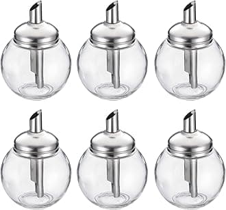 Westmark 654422E2 Sugar Dispenser, Pack of 6, Capacity: 250 ml each, Glass/Rustproof Stainless Steel, Roma, Transparent/Silver