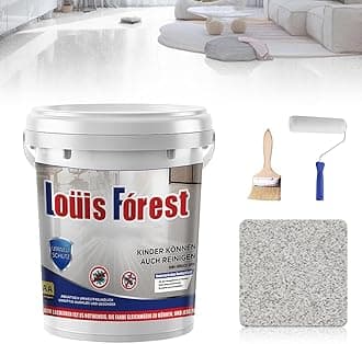 Louis Forest Epoxy Floor Paint, High-Gloss Marble Effect Epoxy Floor Coating, Waterproof Water-Based, for Concrete and Garage Interior or Exterior (Light Gray)