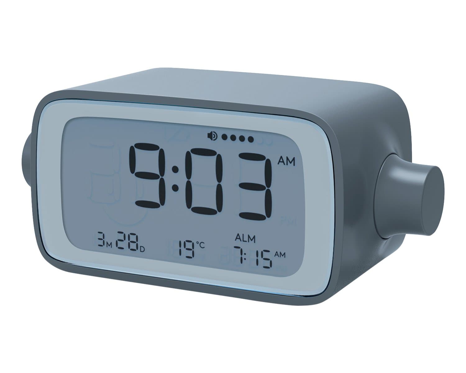Lexon "Dreamtime LCD Alarm Clock, Plastic, Grey/Blue