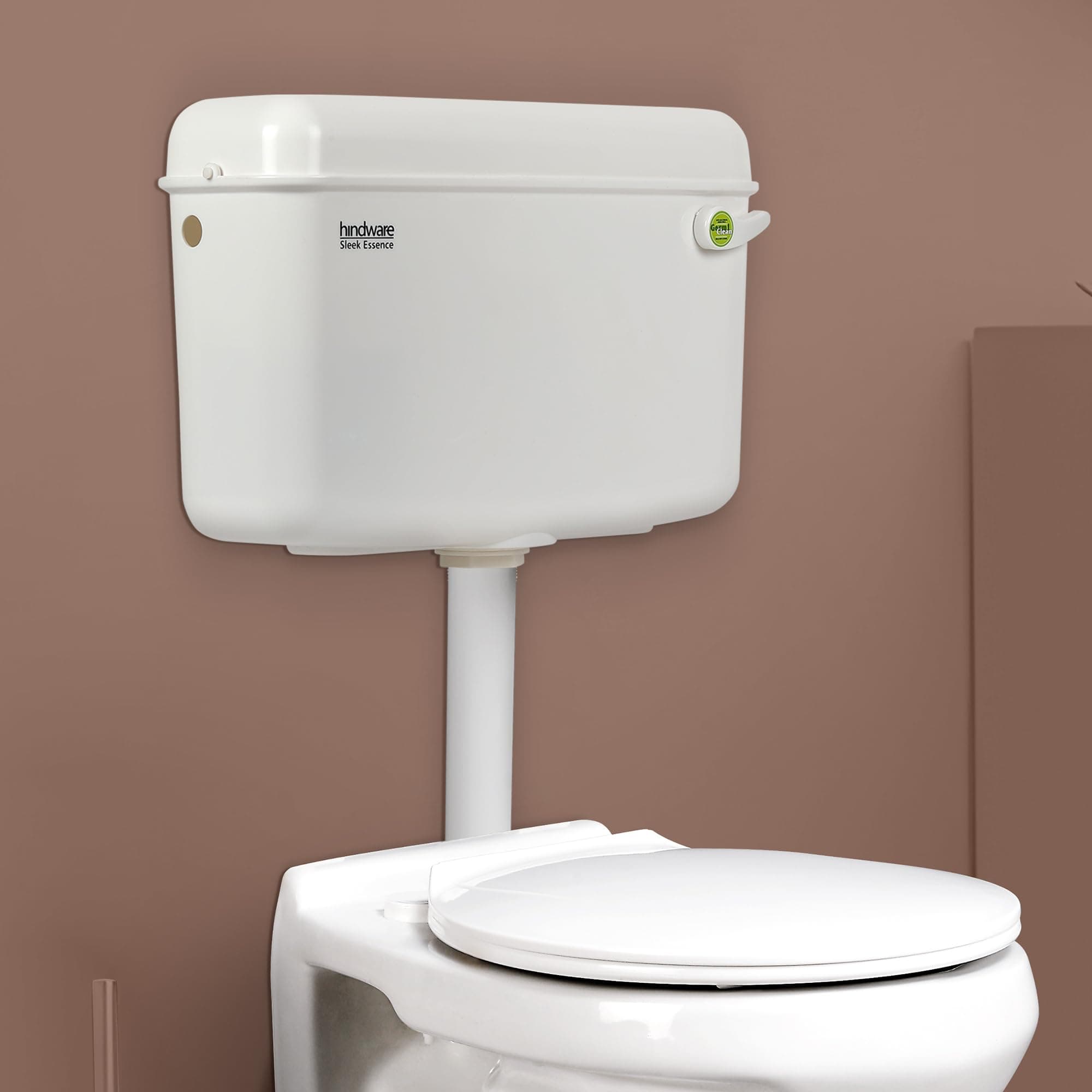 Hindware Sleek Essence Single Flush PVC Cistern – Durable 10L Capacity Bathroom Flush Tank with Efficient Flush & 2‑Year Warranty | Starwhite Colour