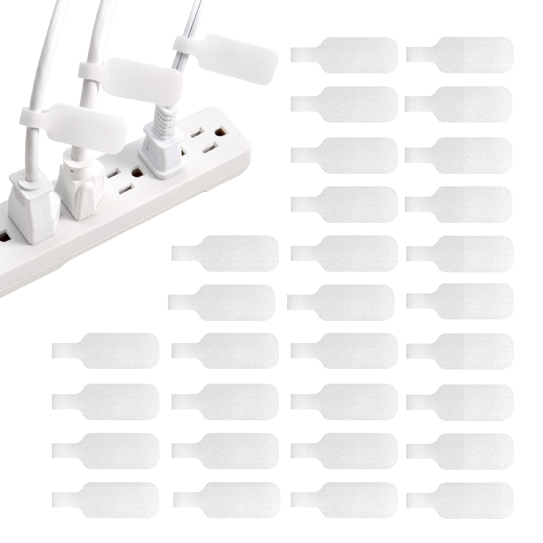 Cable Labels - Medium, White (30-Pack) Write On Cord Labels, Wire Tags for Cable Management and Organizer for Electronics, Computers and More