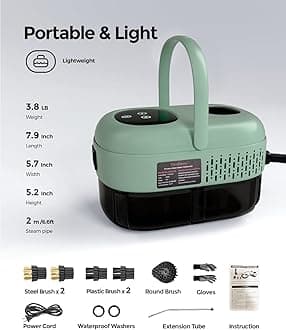 Handheld Steam Cleaner 2500W High Pressure Steamer for Cleaning Portable Steam Cleaning Machine for Home Use with 3 Brushes, Electric Steam Cleaner for Car,