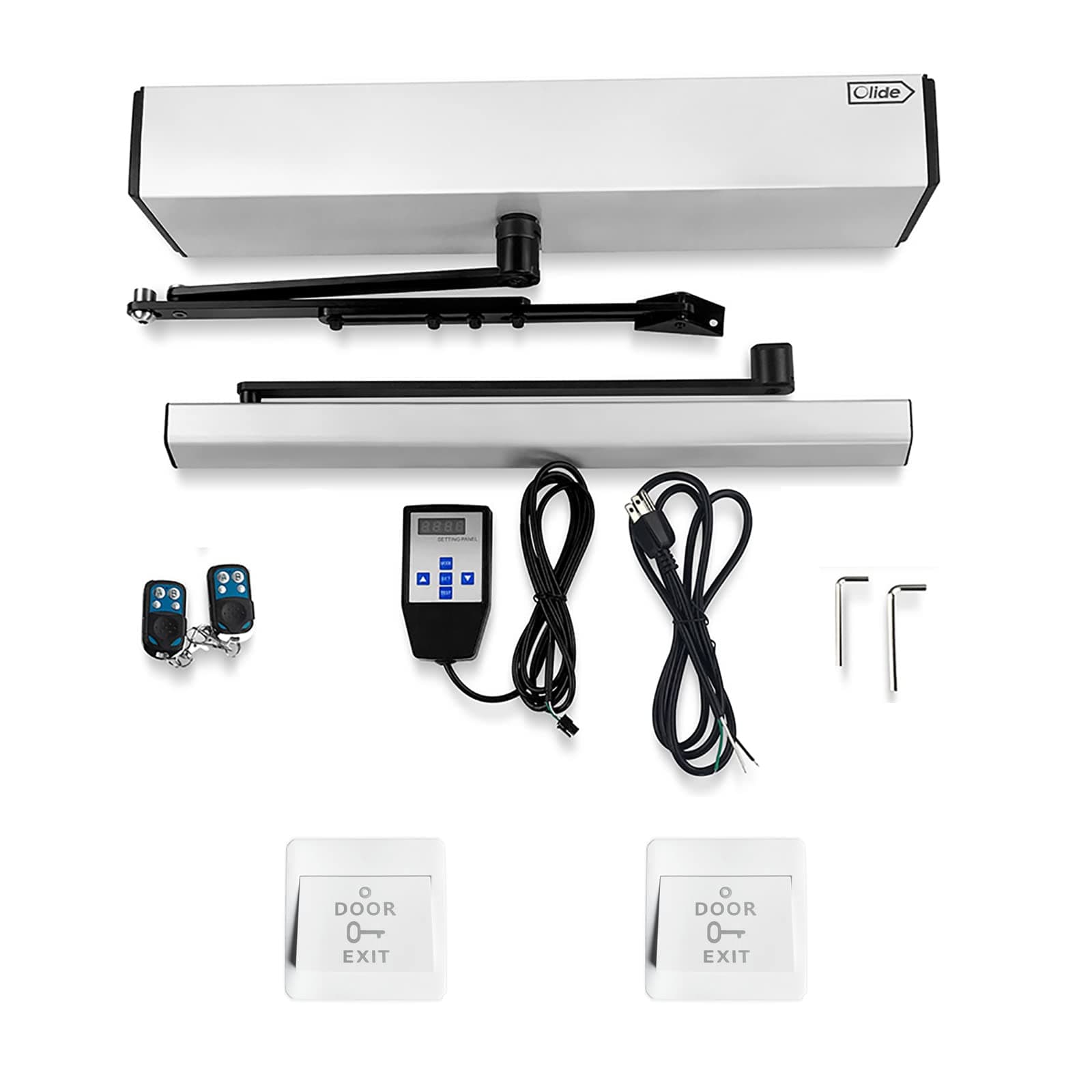 Automatic Swing Door,Push Button Swing Door Opener Remote Control Swing Opening Heavy Duty Door Operator with 2PCS Exit Buttons