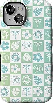 Casely iPhone 14 Case | Coastal Checkers | Pura Vida Floral | Compatible with MagSafe | Bold Protective Design