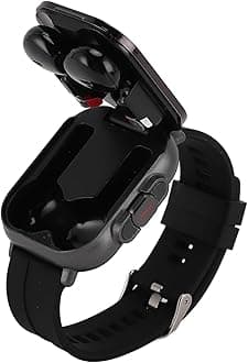 Smart Watch with Earbuds, Reloj Con Audifonos Incluidos Adentro, 2.01 Inch Screen Silicone Band Smartwatch Headset Fitness Watch for IOS for Android Black