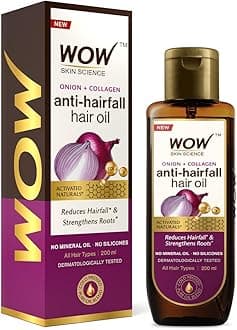 WOW Skin Science Onion Black Seed Hair Oil - Nourishing Treatment for Dry, Damaged Hair Growth with Almond, Castor, Olive, Coconut & Jojoba Oils