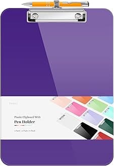 Sooez Plastic Clipboard with Pen Holder, [10% Thicker] Clip Boards 8.5x11 with Low Profile Clip, Cute Hanging Clipboard, Standard Letter Size A4 for Women Kid Teacher, Office & School Supplies