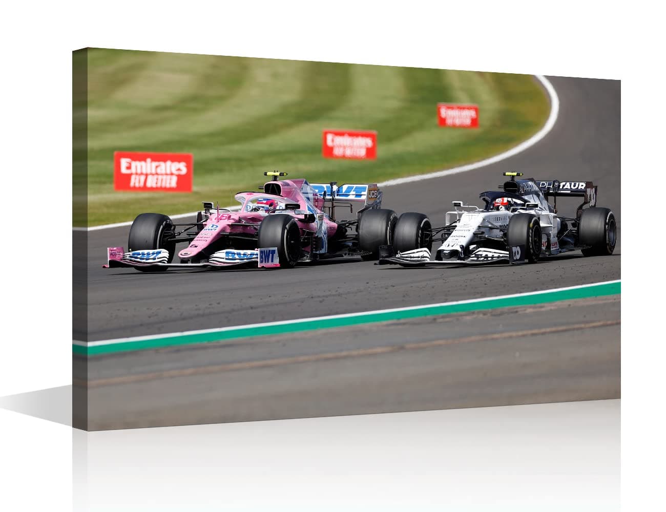 TISHIRON Canvas Wall Art White Car Posters Sports Decor Large Competition Scene Photography Canvas Print for Living Room Bedroom Dining Room Decor Stretched and Framed Ready to Hang 36x24 in