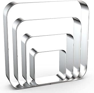 Rounded Square Cookie Cutter Set Large - 5 Inch, 4 Inch, 3 Inch, 2 Inch - Geometric Frame Plaque Cookie Cutters Shapes Molds - Stainless Steel