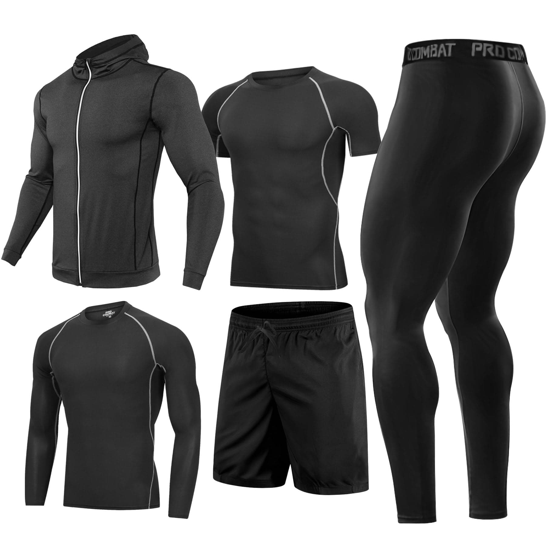 BOOMCOOL 5PCS Gym Clothes for Men Workout Sets
