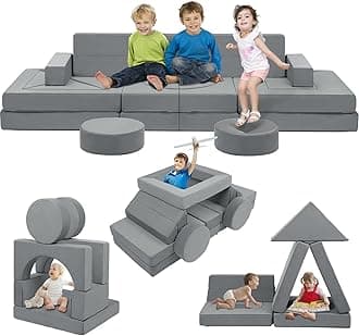 22Pcs Modular Kids Play Couch - Versatile Foam Sofa for Playroom, Bedroom, Living Rooms - 500+ DIY Creative Configurations, Convertible Children's Couch