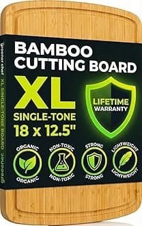GREENER CHEF 18 Inch Extra Large Bamboo Cutting Board with Lifetime Replacements - Wood XL Cutting Boards for Kitchen - Organic Wooden Butcher Block and Chopping Board for Meat and Vegetables