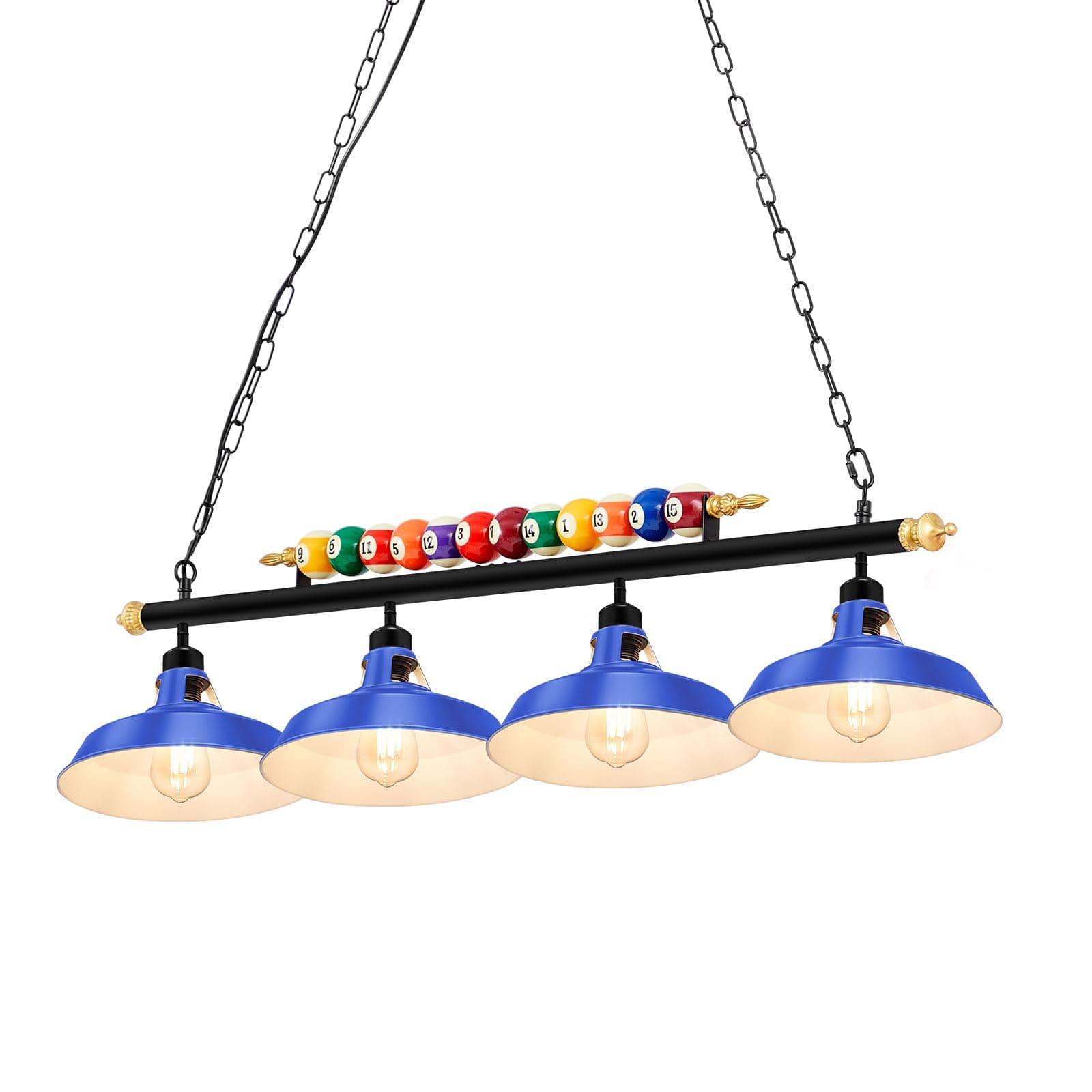 Adjustable Pool Table Lights for 7'-8' Billiard Light Hanging Pool Table Fixture Lighting Pendant Lamp with Metal Shades for Game Rooms (Bulb Not Included)(Blue,4 Lights)